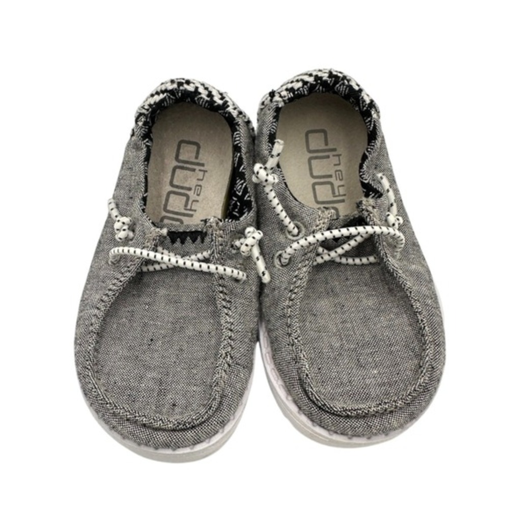 Kids Hey Dude Shoes Gray Canvas Slip On Loafers‎ Toddler Kids Size 6 Lightweight
